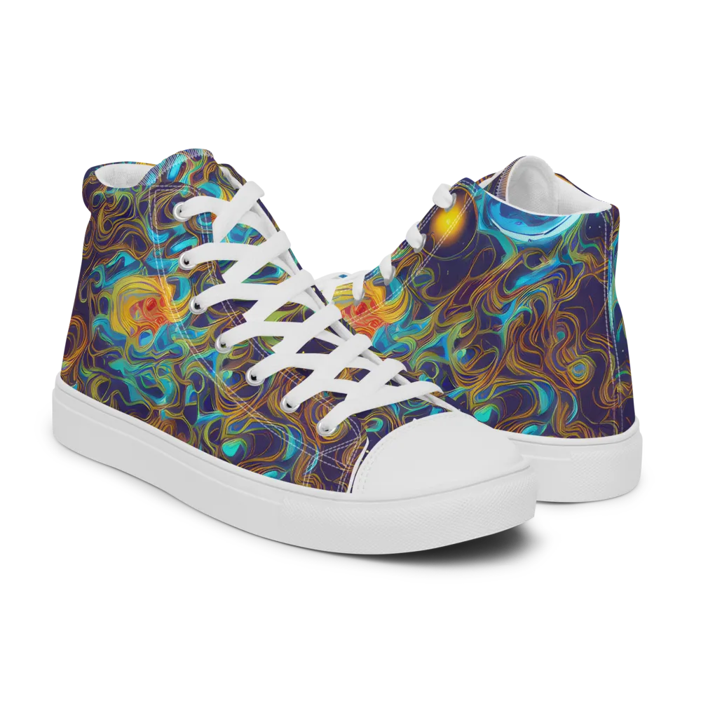 Indigo Gravity on Men's High Top Canvas Shoes — Right
