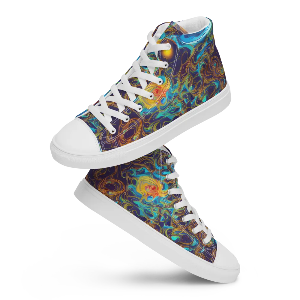 Indigo Gravity on Men's High Top Canvas Shoes — Front