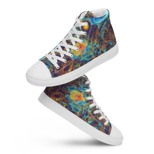 Indigo Gravity on a Men's High Top Canvas Shoes