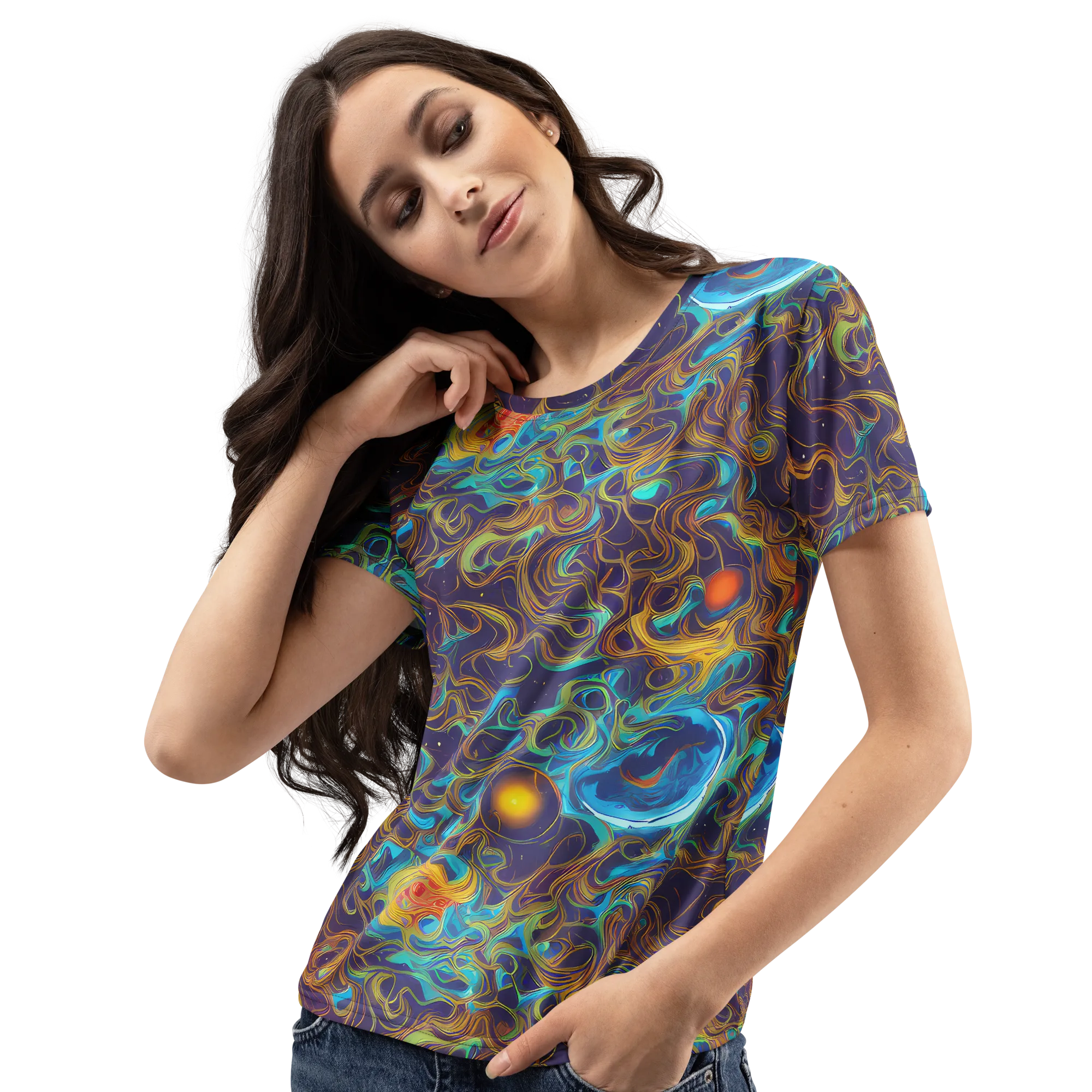 Indigo Gravity on Women's Crew Neck T-Shirt — Left Front