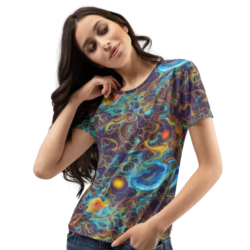 Indigo Gravity on a Women's Crew Neck T-Shirt