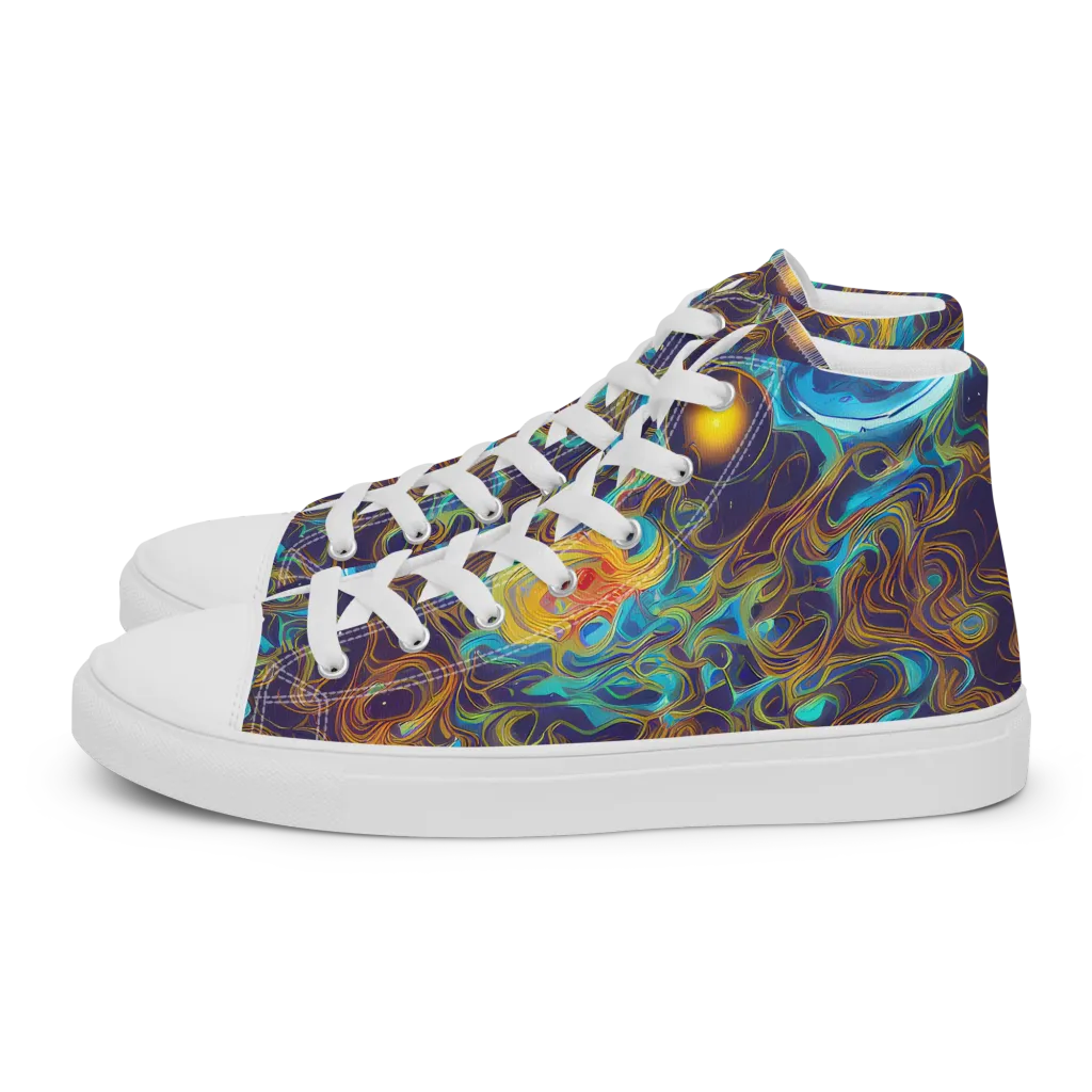 Indigo Gravity on Women's High Top Canvas Shoes — Left