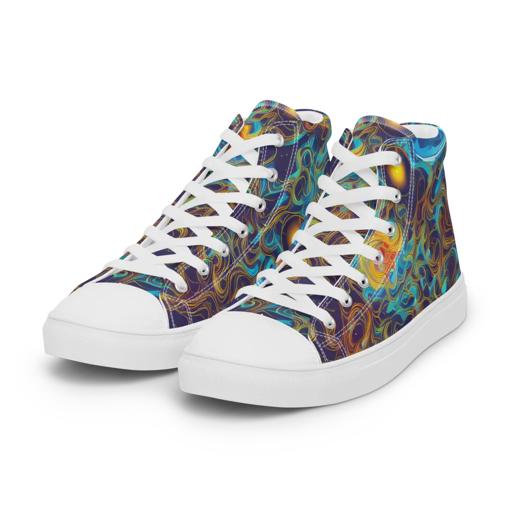 Indigo Gravity on Women's High Top Canvas Shoes — Left Front