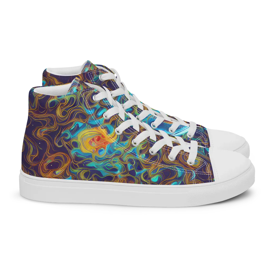 Indigo Gravity on Women's High Top Canvas Shoes — Right