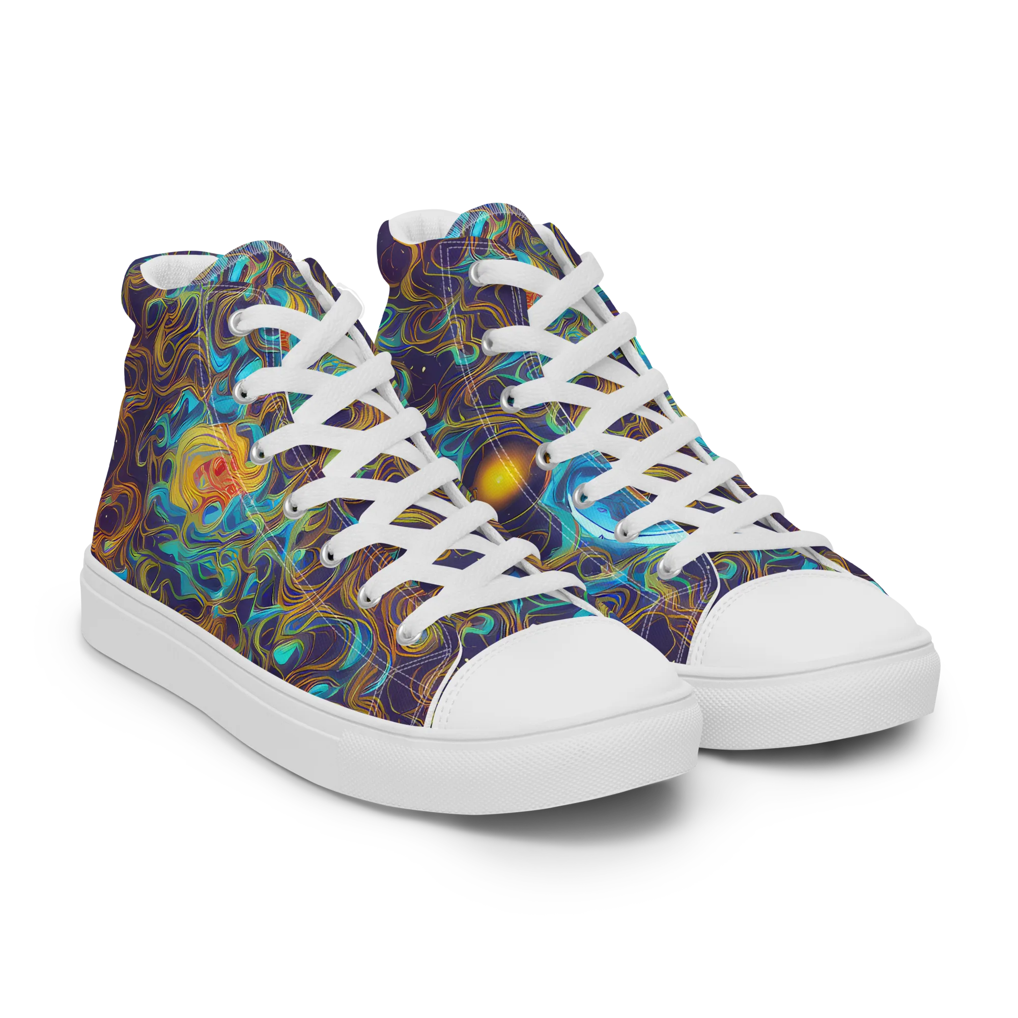 Indigo Gravity on Women's High Top Canvas Shoes — Right Front