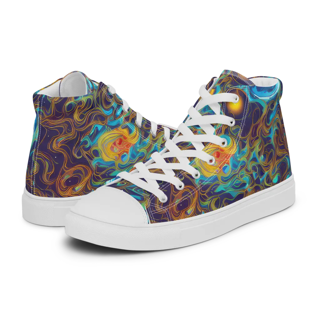 Indigo Gravity on Women's High Top Canvas Shoes — Left