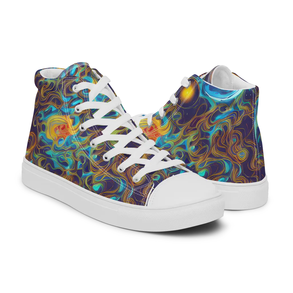 Indigo Gravity on Women's High Top Canvas Shoes — Right