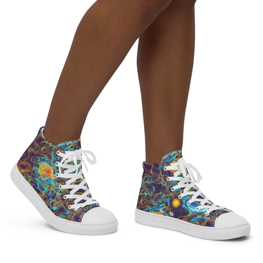 Indigo Gravity on Women's High Top Canvas Shoes — Right