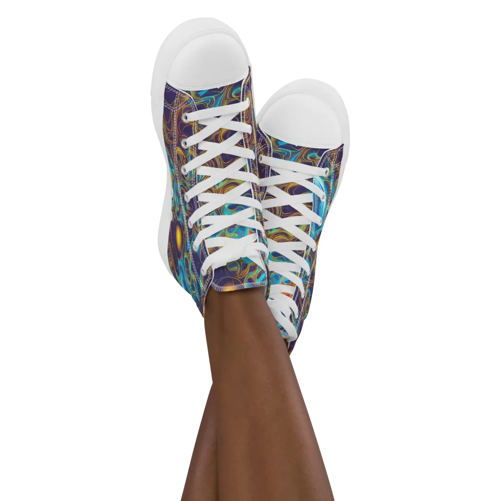 Indigo Gravity on Women's High Top Canvas Shoes — Front