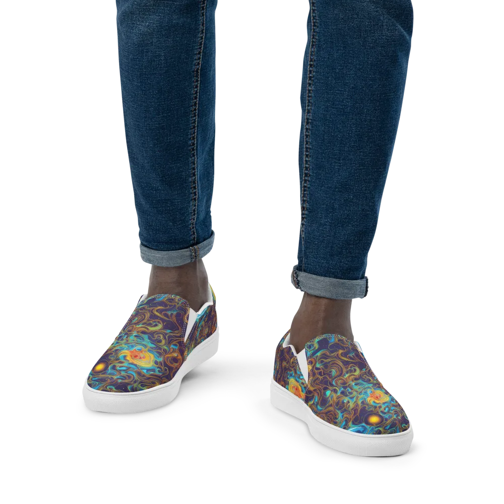 Indigo Gravity on Men's Slip-On Canvas Shoes — Front