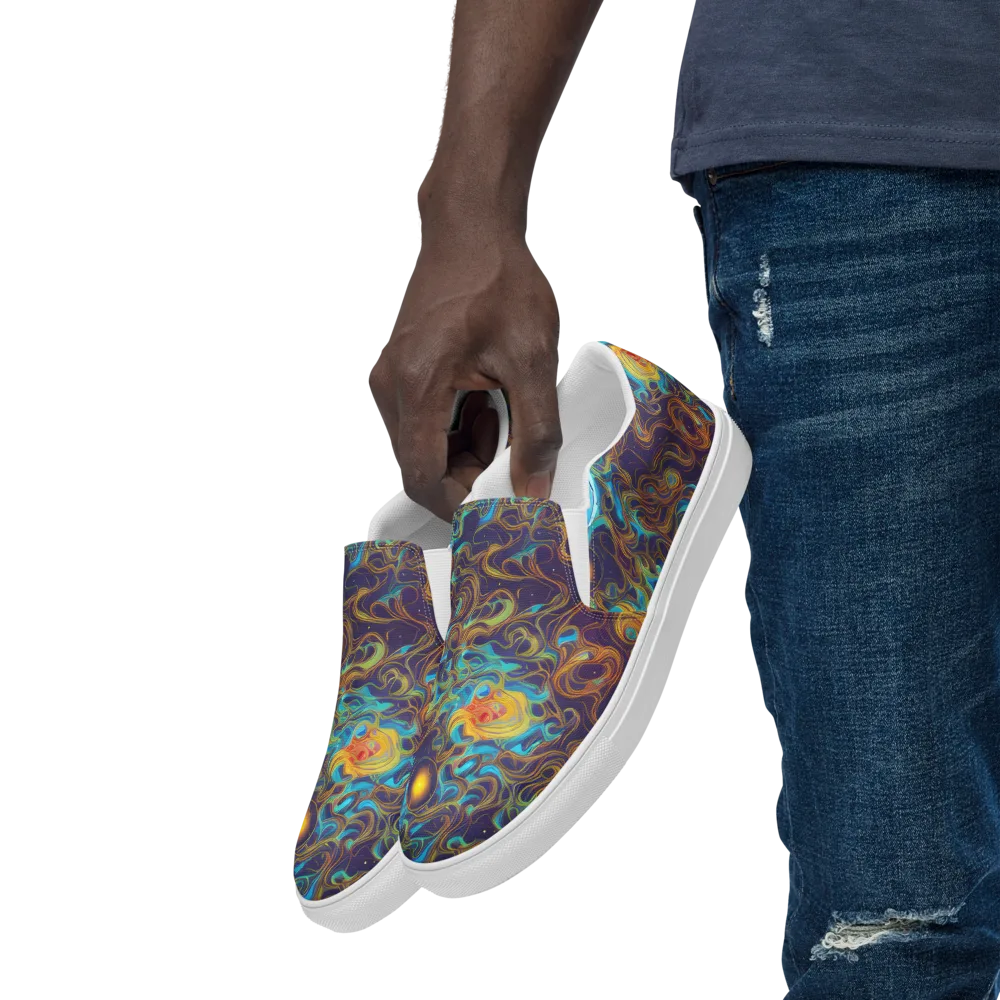 Indigo Gravity on Men's Slip-On Canvas Shoes — Left Front
