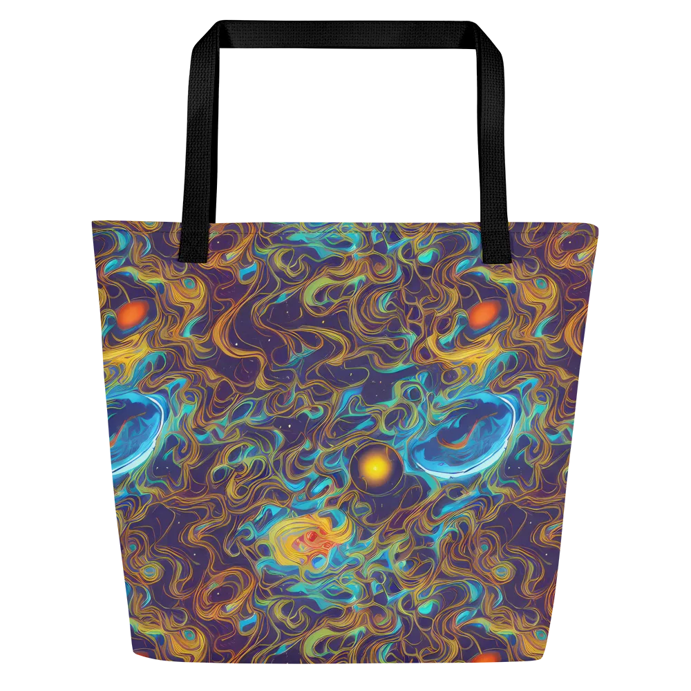 Indigo Gravity on Large Tote Bag W/ Pocket — Front