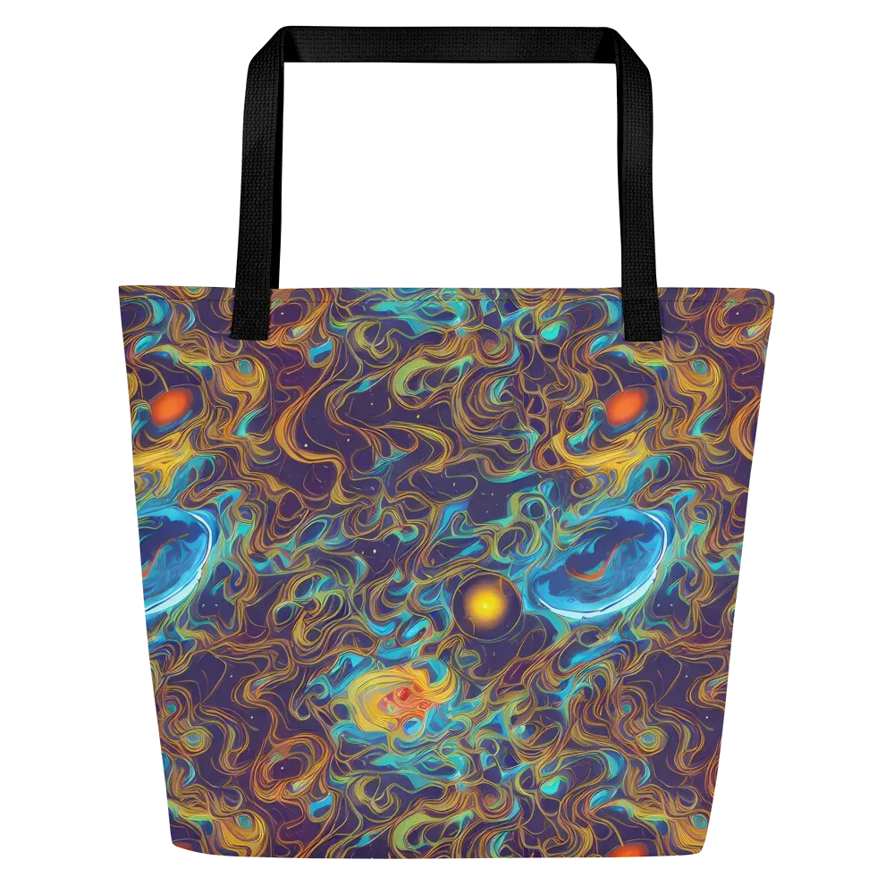 Indigo Gravity on Large Tote Bag W/ Pocket — Front