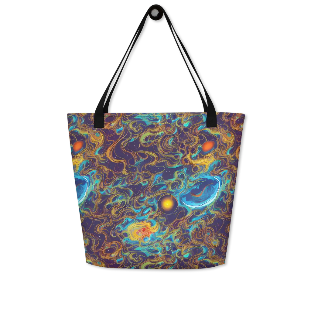 Indigo Gravity on Large Tote Bag W/ Pocket — Front
