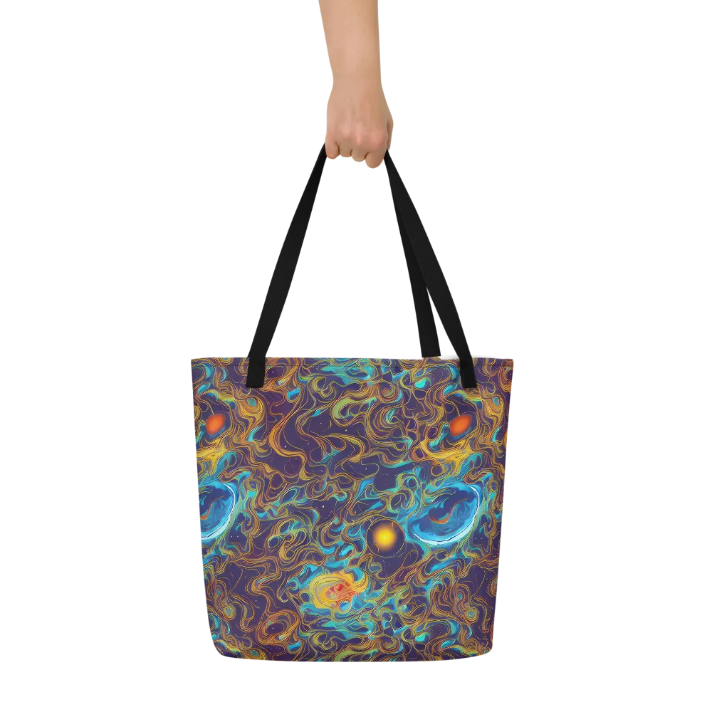 Indigo Gravity on Large Tote Bag W/ Pocket — Front