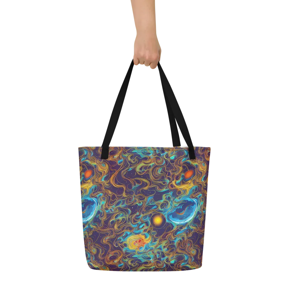 Indigo Gravity on Large Tote Bag W/ Pocket — Front