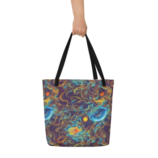 Indigo Gravity on a Large Tote Bag W/ Pocket