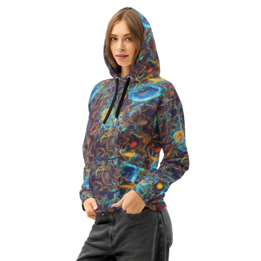 Indigo Gravity on a Cotton Hoodie