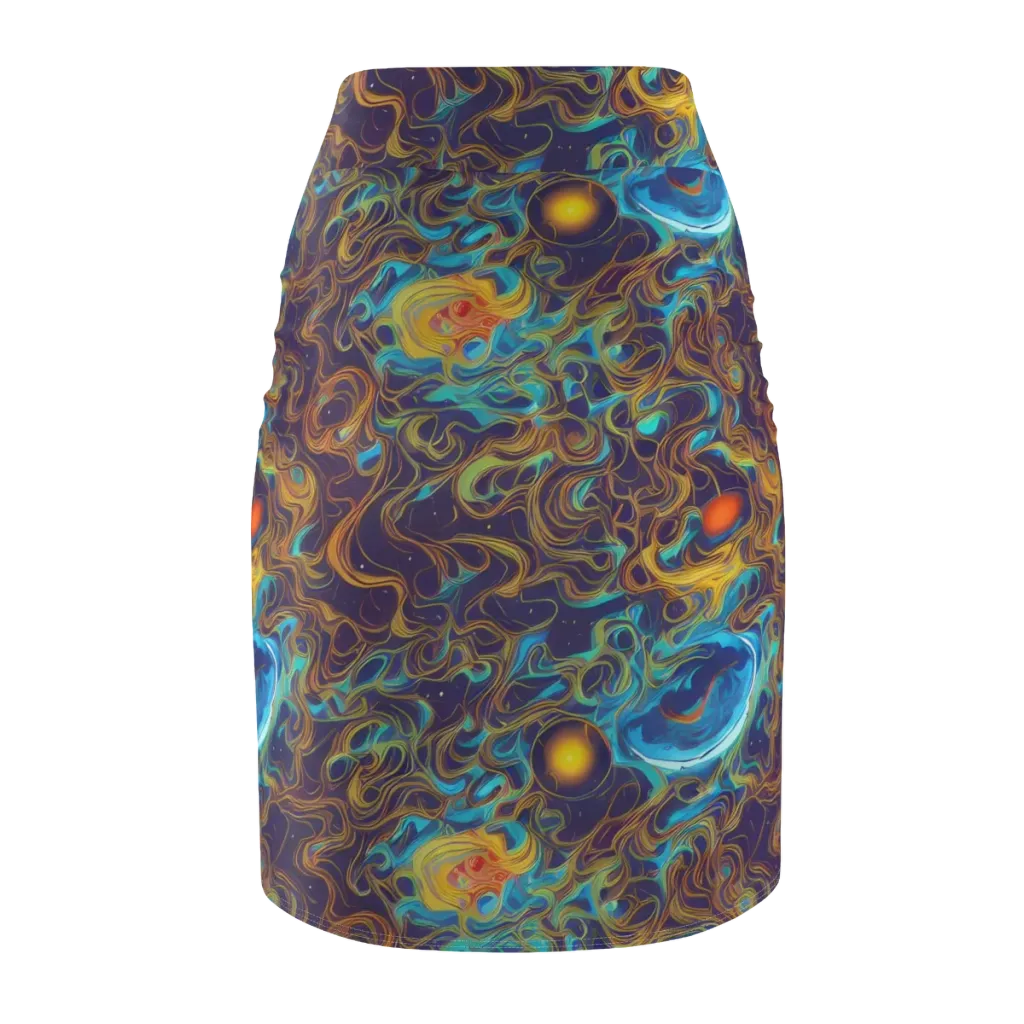 Indigo Gravity on Pencil Skirt — Back