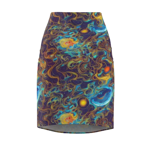 Indigo Gravity on a Pencil Skirt