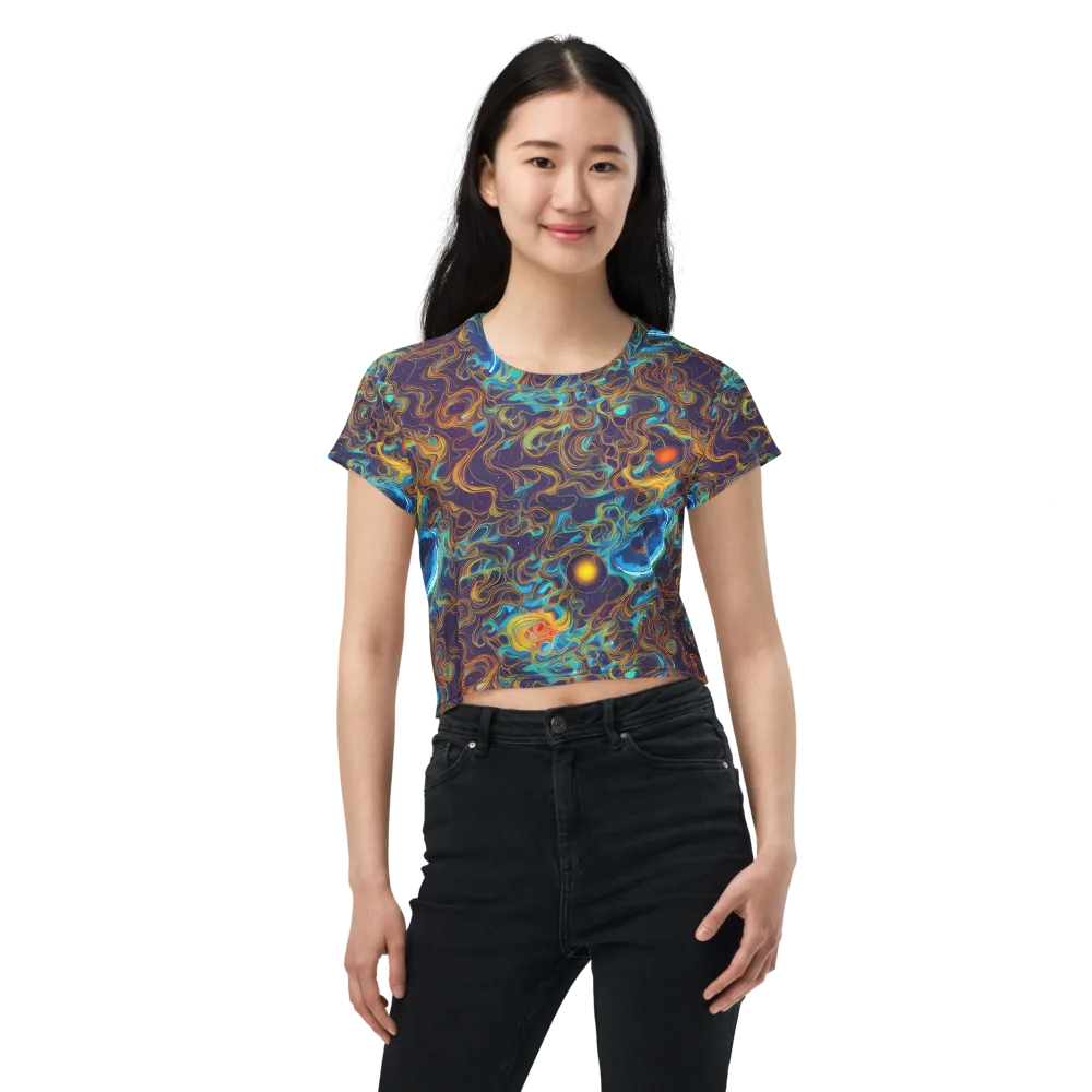 Indigo Gravity on Crop Tee — Front