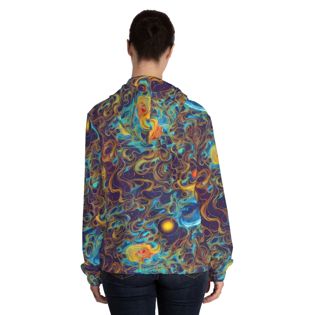 Indigo Gravity on Women's Full-Zip Hoodie — Back On Person