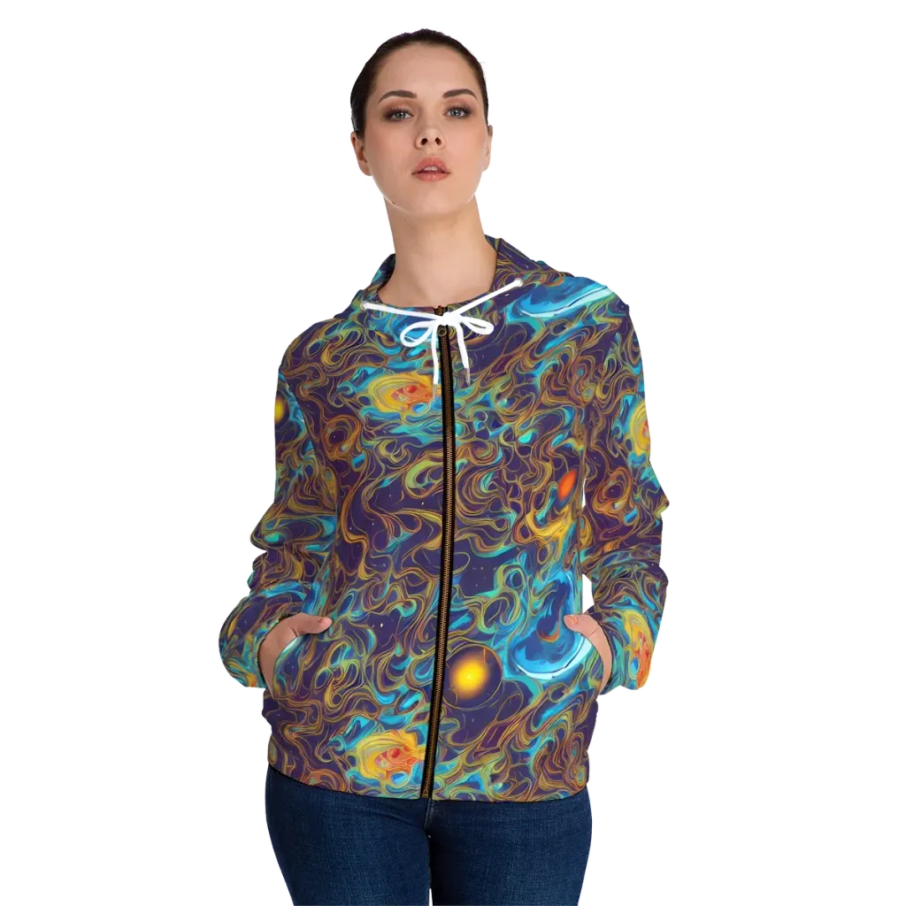 Indigo Gravity on Women's Full-Zip Hoodie — Front On Person