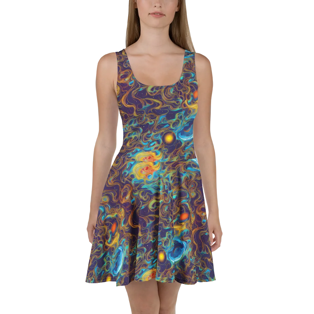Indigo Gravity on Skater Dress — Front