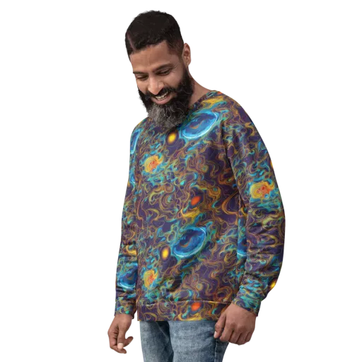 Indigo Gravity on a Sweatshirt