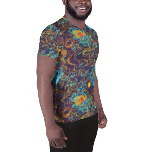 Indigo Gravity on a Men's Athletic T-Shirt
