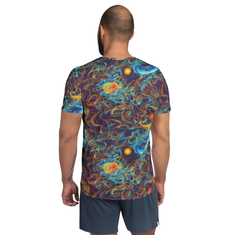 Indigo Gravity on Men's Athletic T-Shirt — Back