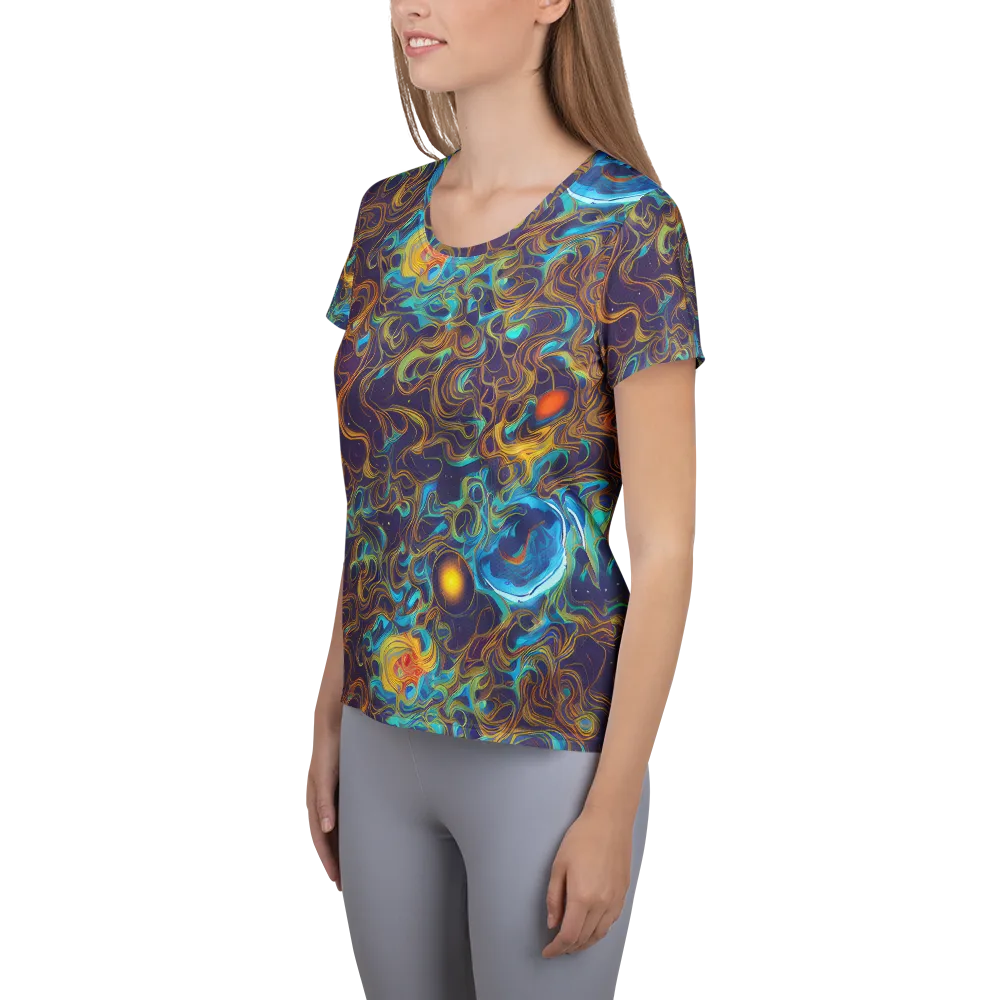 Indigo Gravity on Women's Athletic T-Shirt — Left