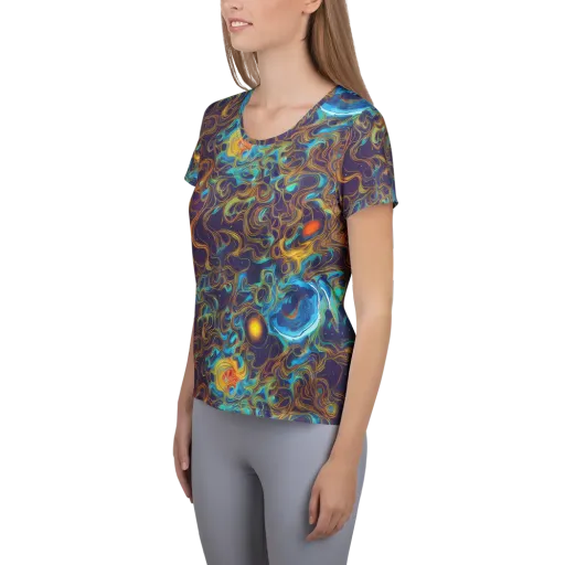 Indigo Gravity on a Women's Athletic T-Shirt