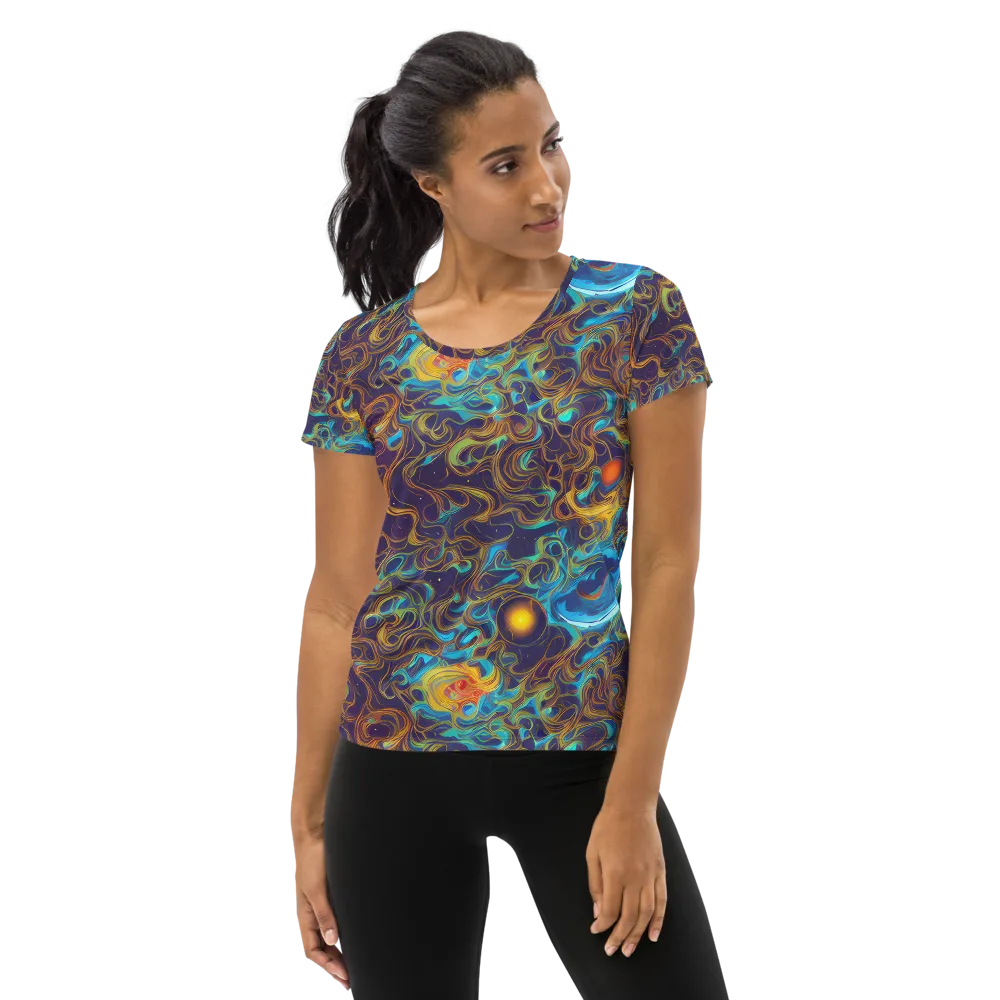Indigo Gravity on Women's Athletic T-Shirt — Front