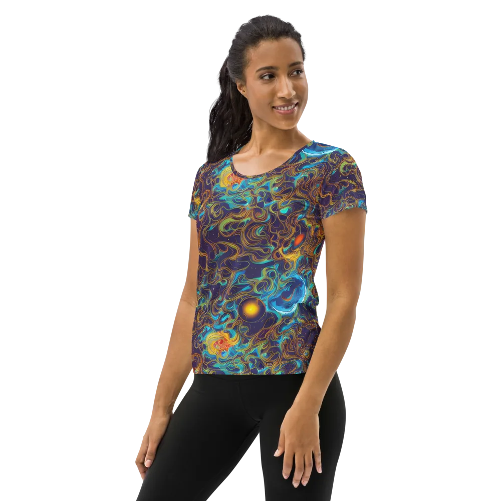 Indigo Gravity on Women's Athletic T-Shirt — Left
