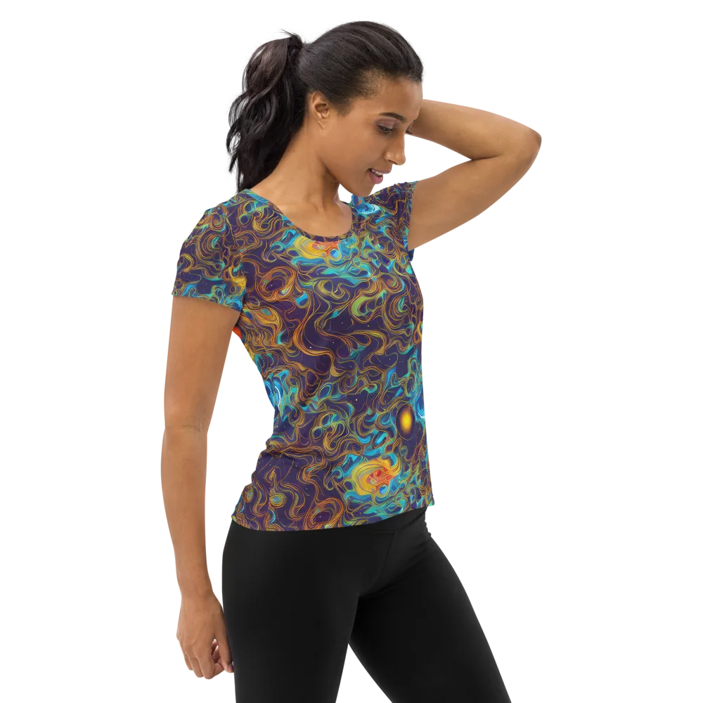 Indigo Gravity on Women's Athletic T-Shirt — Right