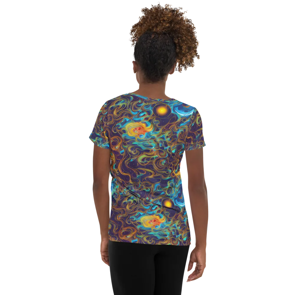 Indigo Gravity on Women's Athletic T-Shirt — Back