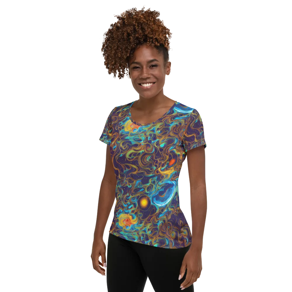 Indigo Gravity on Women's Athletic T-Shirt — Left