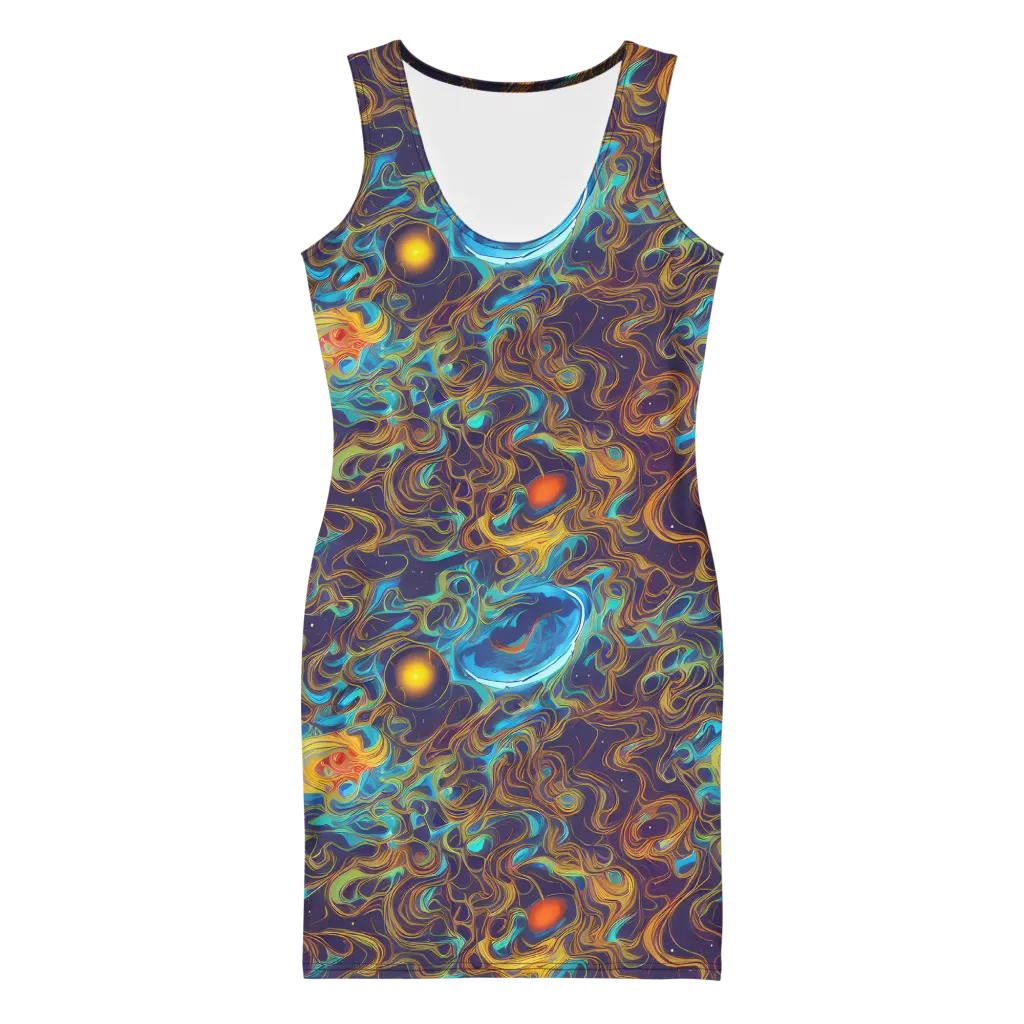 Indigo Gravity on Bodycon Dress — Front