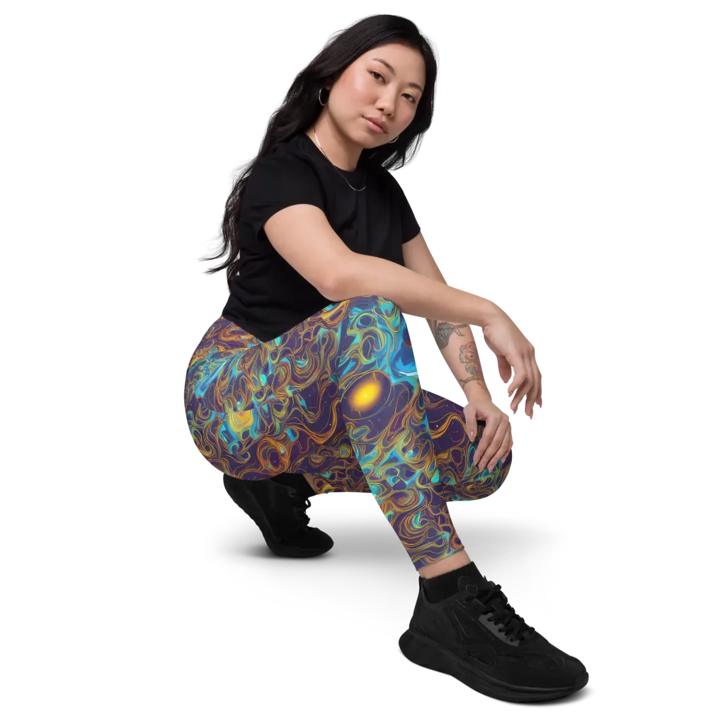 Indigo Gravity on Leggings with Pockets — Right Front