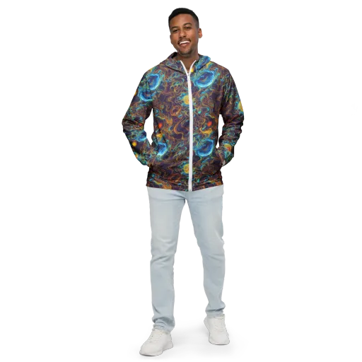 Indigo Gravity on a Men's Windbreaker