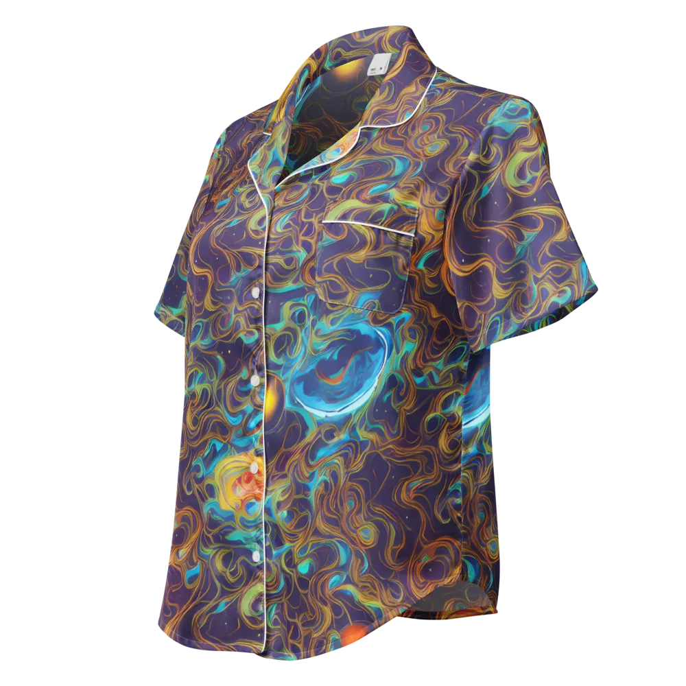 Indigo Gravity on Women's Short Sleeve Pajama Top — Left Front