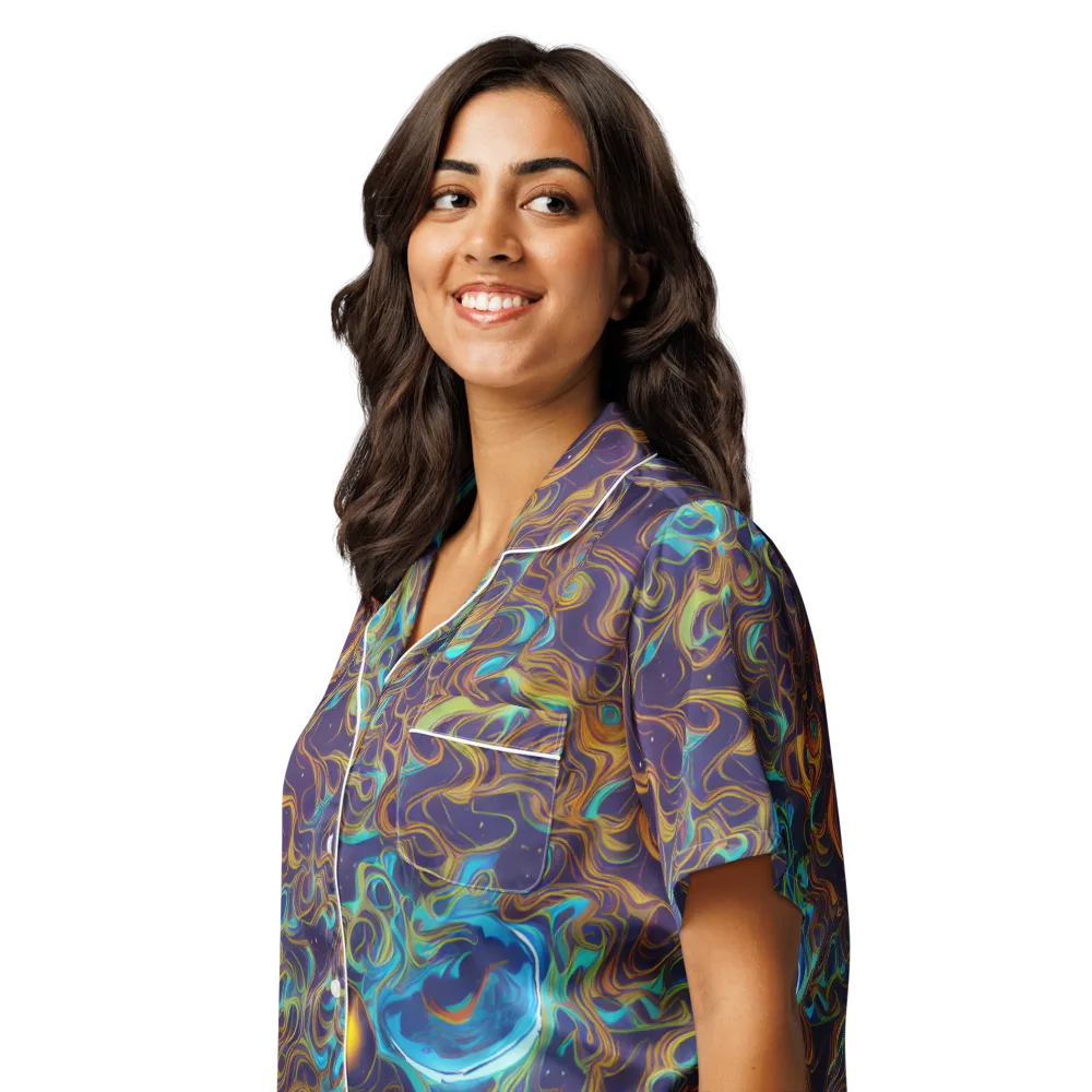 Indigo Gravity on Women's Short Sleeve Pajama Top — Left Front