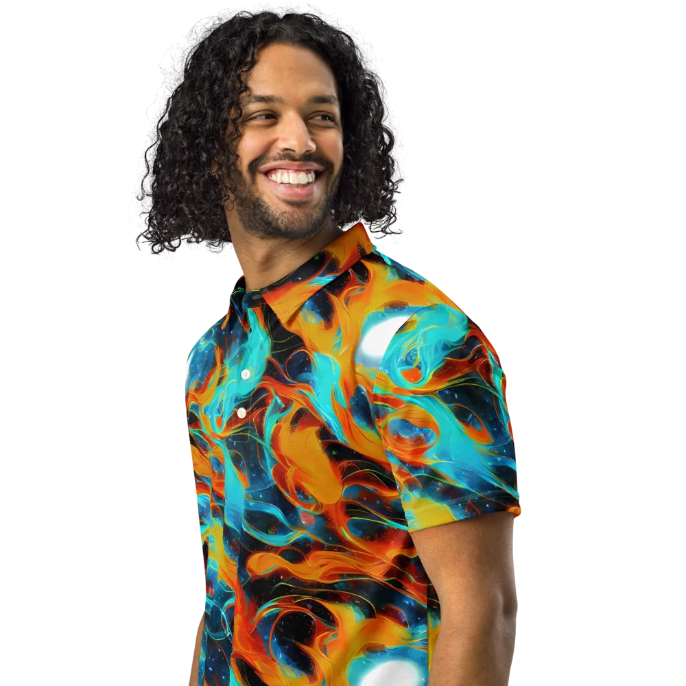 Ember Ocean on Men's Slim Fit Polo Shirt — Left Front