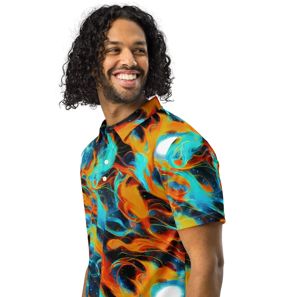 Ember Ocean on Men's Slim Fit Polo Shirt — Left Front