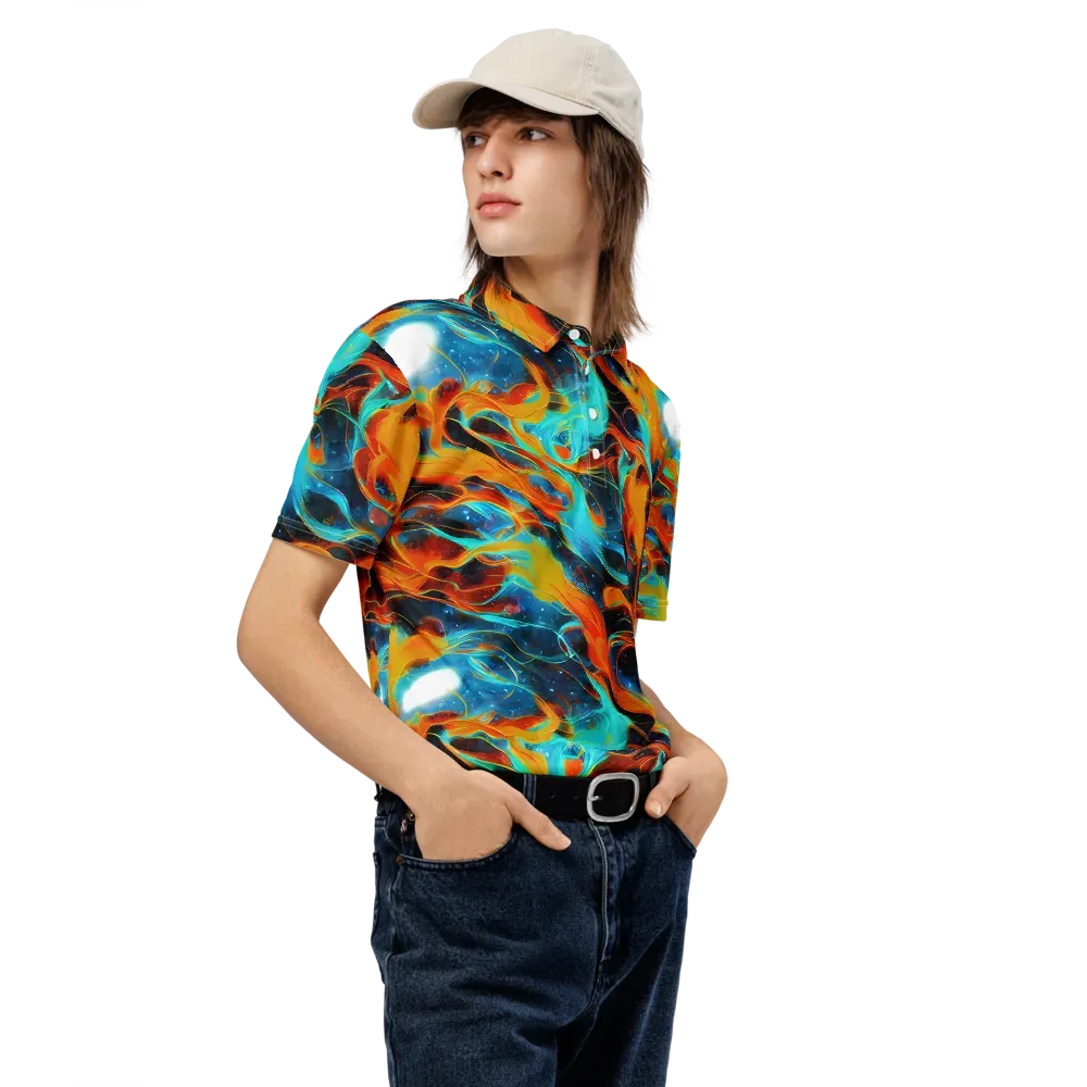 Ember Ocean on Men's Slim Fit Polo Shirt — Right Front