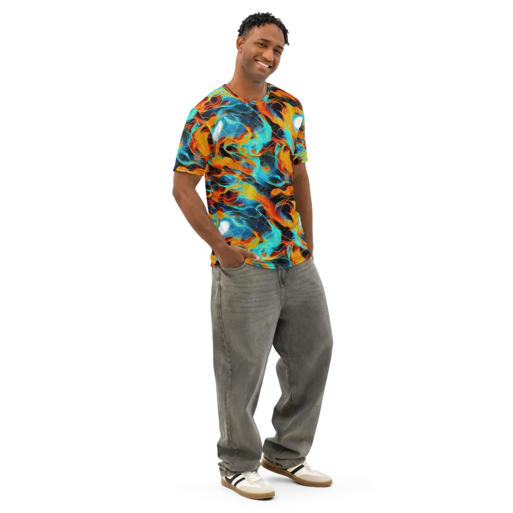Ember Ocean on Men's Cotton Crew Neck T-Shirt — Right Front