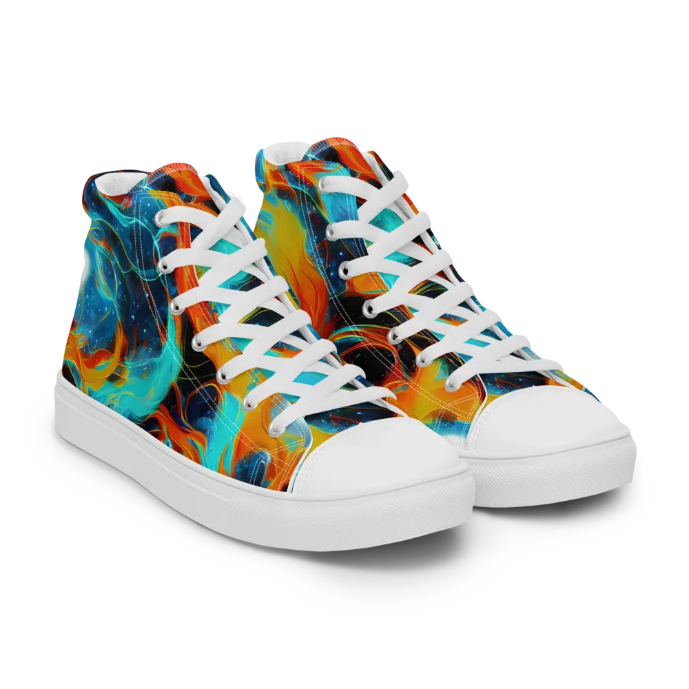 Ember Ocean on Men's High Top Canvas Shoes — Right Front