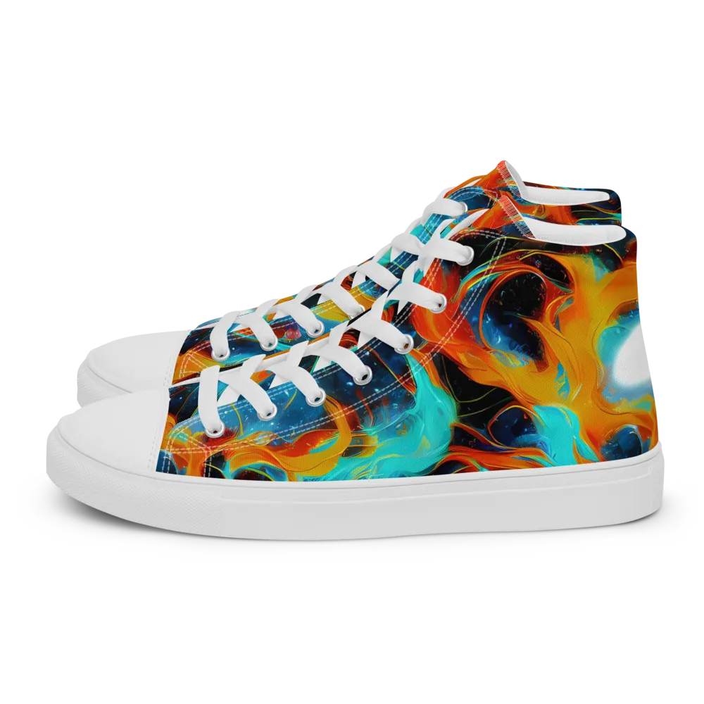 Ember Ocean on Men's High Top Canvas Shoes — Left