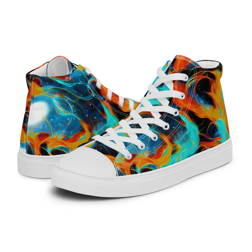 Ember Ocean on Men's High Top Canvas Shoes — Left